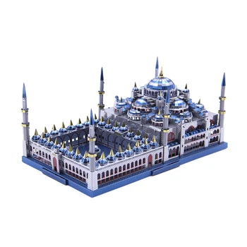 Микромир 3D Металлическая головоломка Голубая Мечеть Модель здания DIY 3D Лазерная резка Головоломки Обучающие игрушки для детей Подарок взрослым
