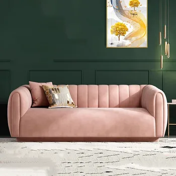 Розовый Тканевый Прямой диван Легкий Роскошный Высококачественный Обеденный диван С мягкой Обивкой Уникальный Дизайн Дивана Inflavel Мебель для гостиной