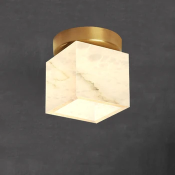 Мраморный шар Входной Светильник LED Роскошный Золотой Латунный Небольшой квадратный Потолочный светильник для Туалета Спальни Балкона Прохода