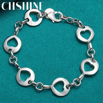 CHSHINE прекрасный 925 пробы серебряный круглый полый браслет в виде сердца для женщин, свадебная вечеринка, модные ювелирные изделия