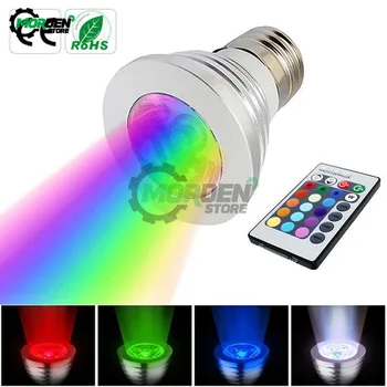E27 Светодиодный 16 Цветов, Меняющая Цвет RGB Лампочка, Лампа 85-265 В, 110 В, 120 В, 220 В, RGB Светодиодный Прожектор + ИК-Пульт Дистанционного Управления, Прямая Поставка