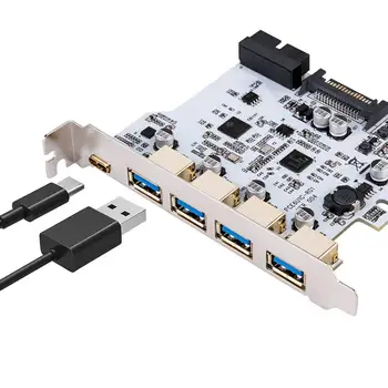 Дополнительная карта USB 3.0 PCI-E Type C Карта расширения PCI Express PCI-E к контроллеру USB 3.0 5 портов + 1 порт USB 3.1 Адаптер для карт PCI-E