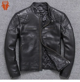 Оптовые продажи бренд Motor Biker, мягкая куртка из овчины, Мужское модное пальто из натуральной кожи, классическая тонкая кожа