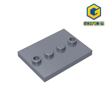 Модифицированная плитка Gobricks GDS-980 3 x 4 с 4 шипами в центре, совместимая с развивающими строительными блоками lego 88646 17836 