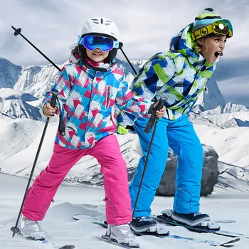 2022 Новые Детские Лыжные Костюмы, Куртки для девочек И Мальчиков, Зимние Виды Спорта На открытом Воздухе, Сноуборд, Теплый толстый Хлопковый Детский Лыжный комплект, Зимние Брюки