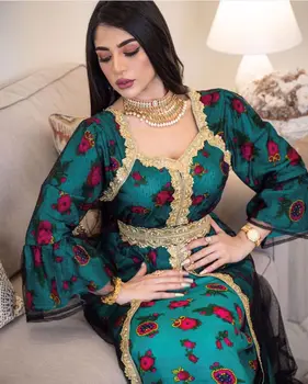Женский кафтан из Марокко, Рамадан, Мусульманская одежда, Женская мода, Сетчатое платье с вышивкой, Турецкий индийский халат