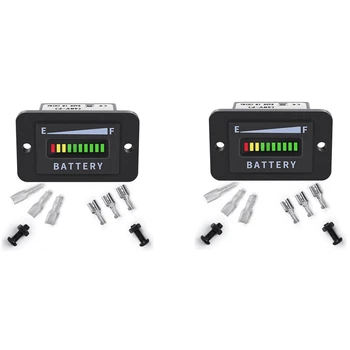 2X Измеритель заряда батареи гольф-кара 48V Светодиодный индикатор заряда батареи, измеритель уровня заряда батареи IP65 для клубных автомобилей, вилочных погрузчиков