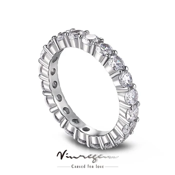 Vinregem 18-Каратное позолоченное Обручальное кольцо с белым сапфиром в ряд с драгоценным камнем для женщин, ювелирные изделия из стерлингового серебра 925 пробы, Прямая доставка