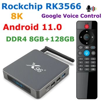 X96 X6 TV Box Android 11/8 ГБ оперативной памяти 128 ГБ Rockchip RK3566 8K ВИДЕОКОДЕК 2T2R MIMO Двойной Wifi 1000M LAN 4K Медиаплеер Youtube