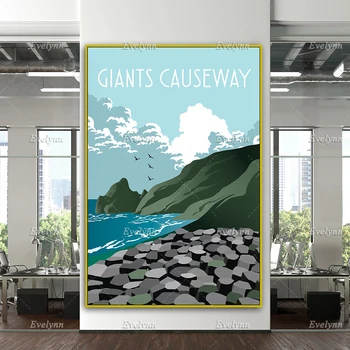 Плакат Giants Causeway, Плакат Северной Ирландии, Туристический Плакат Giants Causeway, Принт Северной Ирландии, Домашний Декор, Холст, Настенное Искусство