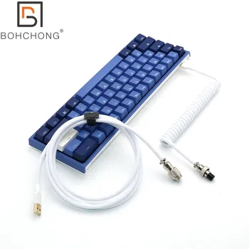 Изготовленная на заказ Клавиатура с Двухслойными рукавами Z-Образной Формы, Спиральный Мини-кабель Type C Micro для клавиатуры, USB-Спиральный кабель с GX12 Aviation