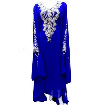 Синий Дубай, Новые Марокканские Кафтаны, платье Абайя, очень красивое Длинное платье, европейский и американский модный тренд