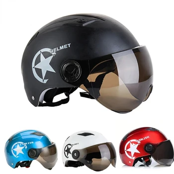 Модный мотоциклетный шлем Для верховой езды С защитой от ультрафиолета Защитный шлем Дышащий Солнцезащитный Крем Регулируемый Шлем с полуоткрытым лицом