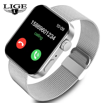 Смарт-часы LIGE, Мужские Часы с Bluetooth-Вызовом, Спортивный Шагомер, Пульсометр, Кровяное Давление, Мужские Умные Часы, 1,72 