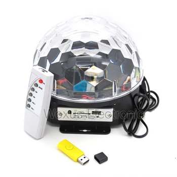 6 светодиодных ламп RGB DMX для диско-ди-джея, 18 Вт, светодиодный светильник с кристаллами, магический шар, поддержка U-диска, освещение с эффектом SD-карты