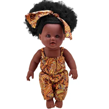 Черная кукла для девочек афроамериканские детские игровые куклы 12 Дюймов с вьющимися волосами коричневого цвета для детей подарок на День рождения