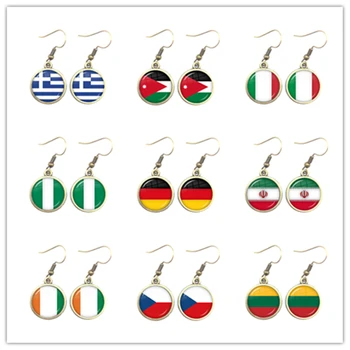 Серьги с национальным флагом Греции, Иордании, Италии, Нигерии, Германии, Ирана, Чехии, Литвы, ювелирные изделия для женщин, подарок для девочек