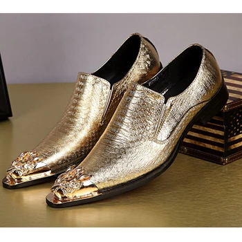 Модельный бизнес-банкет, Китайский пояс для ветра, золотая голова дракона, вечерние и свадебные мужские повседневные туфли, модные брендовые мужские модельные туфли