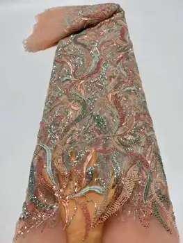 Роскошная кружевная ткань для жениха в африканском стиле 2023, Высококачественная французская сетчатая кружевная ткань для пошива элегантных вечерних платьев