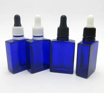 Многоразовые пустые 30 мл кобальтово-синие плоские квадратные бутылки из жидкого стекла для вскрытия, 200 шт.
