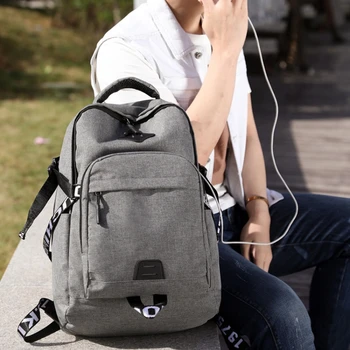рюкзак с USB-аккумулятором, новый модный повседневный однотонный школьный рюкзак для студентов, износостойкий, снижающий нагрузку, большой емкости для путешествий.
