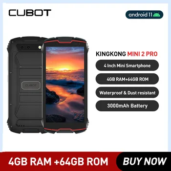 Водонепроницаемые Смартфоны Cubot KingKong MINI 2 Pro, Восьмиядерный 4 ГБ + 64 ГБ, две SIM-карты, Мобильный телефон Android 11, 3000 мАч, 13-мегапиксельная Камера, Идентификатор лица