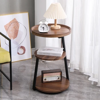 Простой скандинавский диван, журнальный столик у кровати, угловой, трехслойный маленький журнальный столик