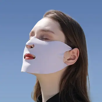 Летняя женская солнцезащитная маска Для занятий спортом на открытом воздухе, велоспортом, Дышащая Моющаяся Многоразовая маска для лица, Двухслойная маска из ледяного шелка