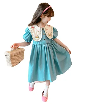 JICUSYAN Girls 2023 Новое Летнее Детское платье Принцессы с пышными рукавами в западном стиле
