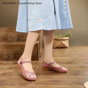 Новая Женская обувь Hanfu, весенне-летняя тканевая обувь, Обувь с вышивкой в китайском стиле, Женская обувь в национальном стиле для танцев на площади