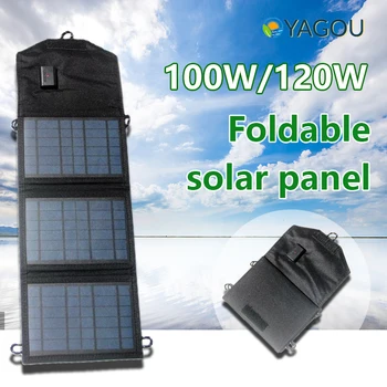 YAGOU Складная солнечная панель 5V USB Портативное зарядное устройство для мобильного телефона Power Bank Открытый Кемпинг Пеший Туризм 100 Вт/120 Вт