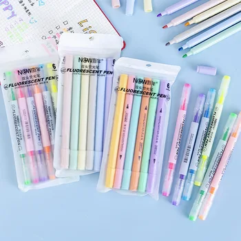 Флуоресцентная ручка набор из 6 цветов macaroon morandi color кисть с высокой цветопередачей флуоресцентный маркер примечание подчеркнуто