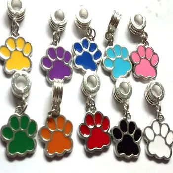 Винтажный эмалированный отпечаток кошачьей собачьей лапы в стиле стимпанк, подвески-подвески для оригинального браслета, ожерелья, ювелирных изделий из бисера