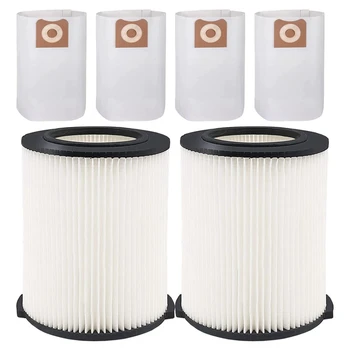 Замена белого фильтра из 2 упаковок Для пылесосов Ridgid для магазина 5-20 галлонов для влажной сушки + 4 Упаковки мешков VF3502 для Ridgid 12-16 галлонов