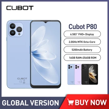 Cubot P80 Глобальная версия Cubot phone 6,583 Дюйма 8 ГБ ОЗУ 256 ГБ ПЗУ FHD + Экран 48 Мп + 24 Мп Смартфон Android 13 5200 мАч Аккумулятор NFC