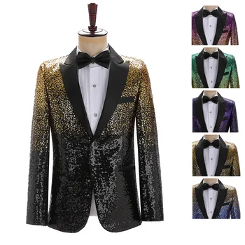 Куртка с градиентными блестками, Блейзер для певца, сценический Блейзер в стиле подиума, высококачественное платье для банкета и коктейля