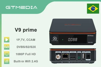 GTMEDIA Новый V9 Prime телеприставка ТВ-ресивер С поддержкой DVB-S/S2/S2X IKS Ccam M3U Самый стабильный Бесплатный для жизни ТВ-бокс с Brasil CH