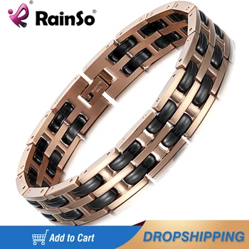 Rainso Двойной Керамический браслет из нержавеющей Стали, Регулируемые Звенья Цепи, браслеты Для мужчин, Модный Ювелирный браслет в простом Стиле