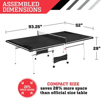 Размер 15 мм, стол для настольного тенниса в помещении из 4 предметов, аксессуары в комплекте, черный