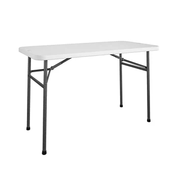 COSCO 4 фута. Прямой складной стол, белый, для помещений и улицы, Переносной стол, для кемпинга, для тайлгейтинга и стол для рукоделия