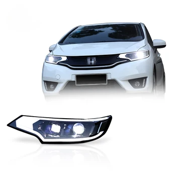 Оптовая продажа Автомобильных светодиодных фар головного света для Honda Fit Jazz 2014-2019 Передняя светодиодная фара Налобный фонарь