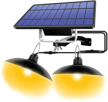 Солнечный подвесной светильник на открытом воздухе в помещении, подвесной светильник на солнечной батарее с двойной головкой, водонепроницаемый солнечный светильник IP65 для курятника