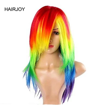 Женский косплей из синтетических волос HAIRJOY My Little Pony Rainbow Dash, многоцветный термостойкий парик для вечеринки, Бесплатная доставка