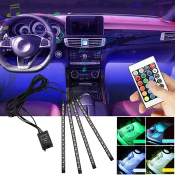 RGB Подсветка салона автомобиля, 16 цветов, Функция Голосового управления, Автоматическое украшение, лампа-вспышка, подсветка атмосферы автомобиля, Автомобильные Аксессуары
