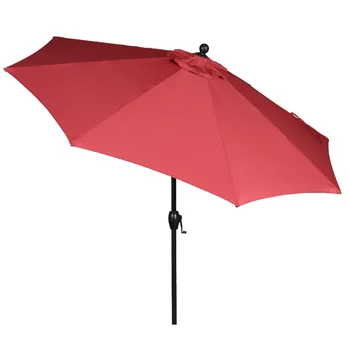 Зонт для патио Better Homes & Gardens 9 ' премиум-класса, красный зонт на базе зонта для пляжа