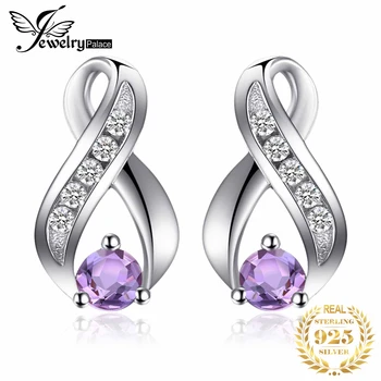JewelryPalace Infinity, подлинный натуральный фиолетовый аметист, серьги-гвоздики из стерлингового серебра 925 пробы для женщин, модные серьги с драгоценными камнями