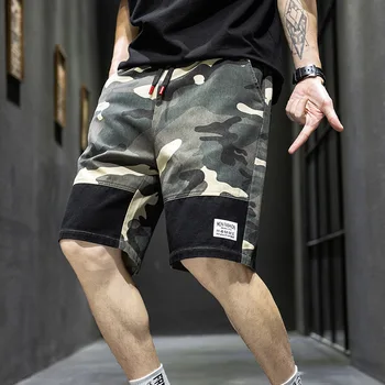 Камуфляжные шорты Мужские Повседневные Летние шорты для спортзала в стиле милитари, Армейские зеленые Мешковатые тактические мужские шорты с завязками, панк-брюки