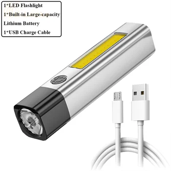 Мини Светодиодный фонарик, многорежимный Водонепроницаемый USB перезаряжаемый фонарик для кемпинга на открытом воздухе, ультра яркий фонарик с боковой подсветкой