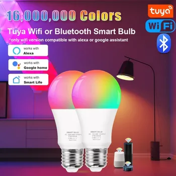 Tuya Wifi Умная Лампа Alexa Светодиодная Лампа Bluetooth E27 RGB Умные Лампочки 110V 220V Умная Лампа Для Google Assisatnt Smart Life App